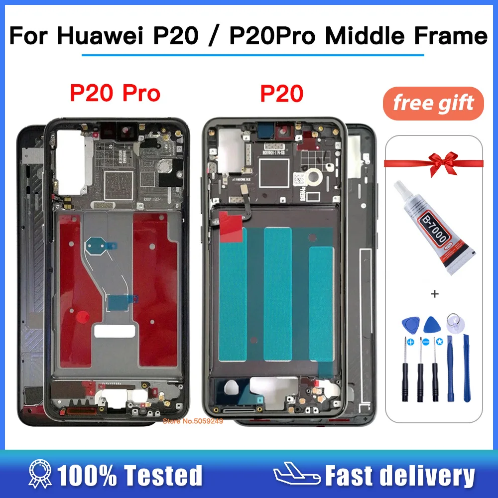 For Huawei P20 Pro CLT-AL00 L09 L29 Metal Front Middle LCD Screen Housing Frame Bezel Chassis Replacement Repair For Huawei P20