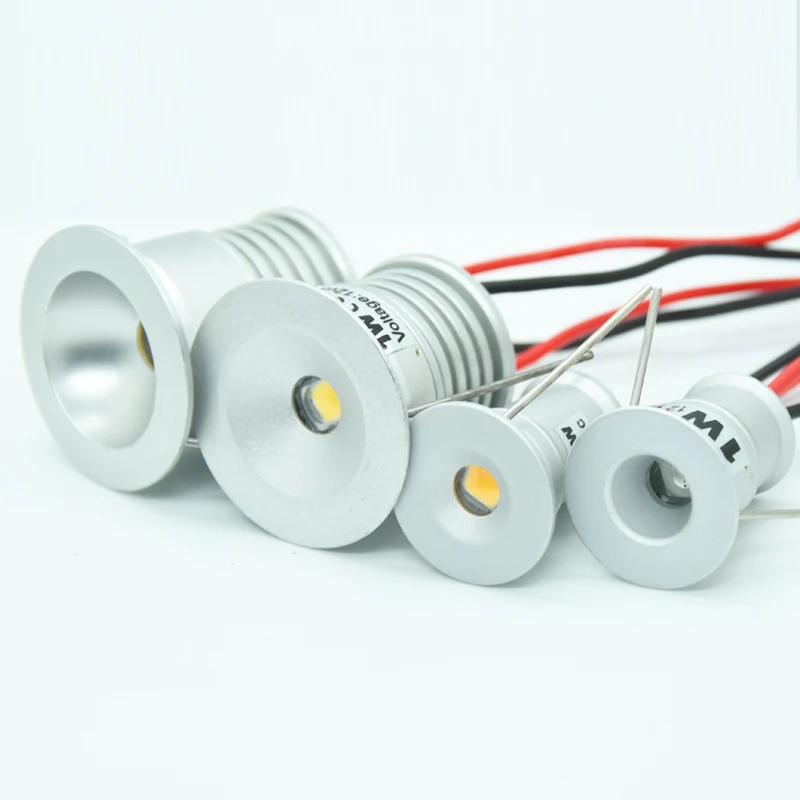 LED 스포트라이트 조광 스폿 램프, 1W, DC12V, 24V, 15mm, 25mm, 컷아웃 리세스드 다운라이트, IP65 침실 천장 캐비닛 계단