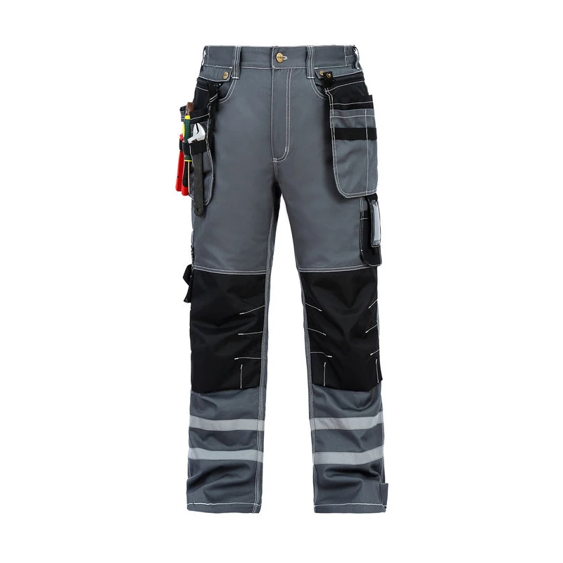 Men Working Pants Multi Functional Pockets Wear-resistance Workwear Trousers Reflective Work Mechanic Repair Mens Cargo Pants