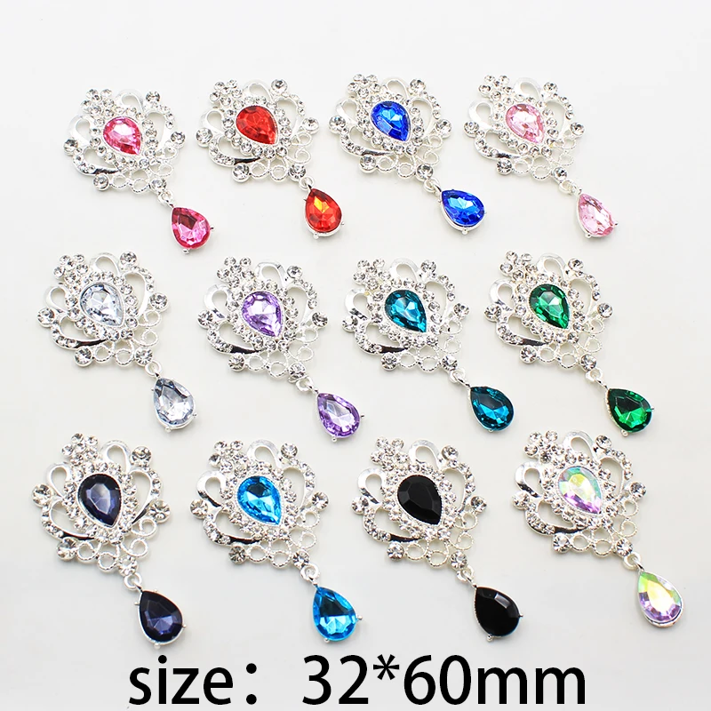 New 5pcs 32X60MM alloy shiny rhinestone pendant red wine gift box party wedding romantic decoration DIY jewelry accessories