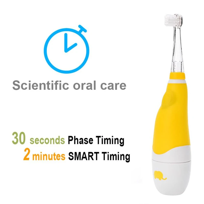 Seago Kids Sonic Electric Toothbrush Battery Powered with Led Light Timer Replacement Brush Heads