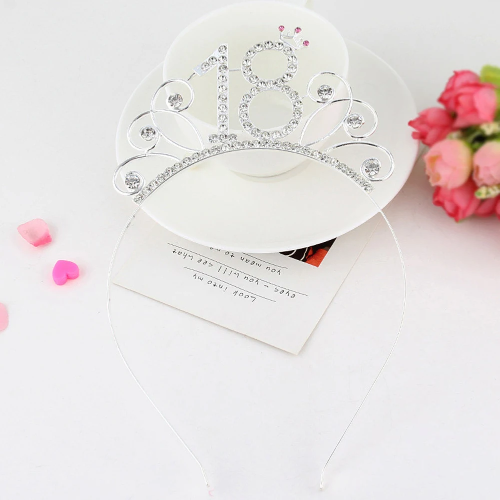 16/18/21/30/40/50/60/80 Birthday Party Tiara Crown Headband Hair Loop Decoration Birthday Gift Tiara For Girls Hair Head Accesso