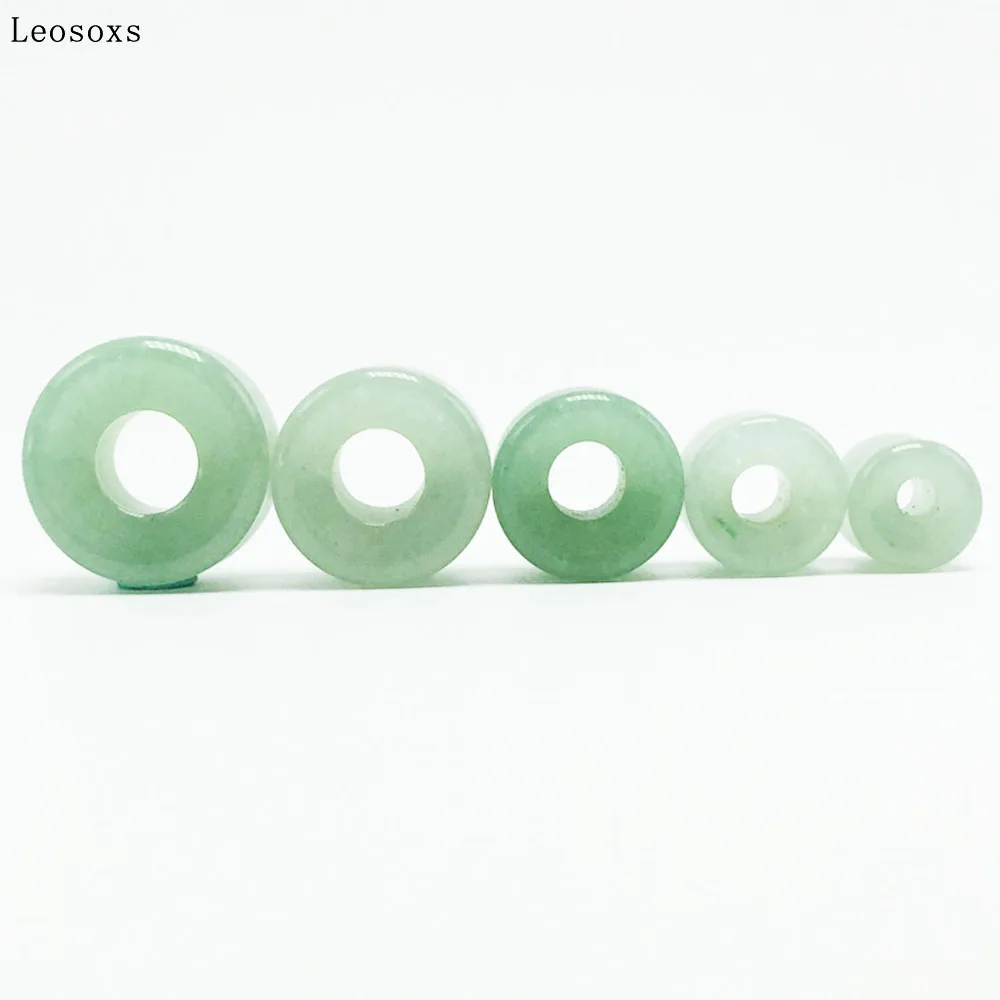 Leosoxs 2pcs New Green Aventurine Hollow Stone Ear Expander 8mm-16mm Ear Expander Rod Piercing Jewelry EAR TUNNEL