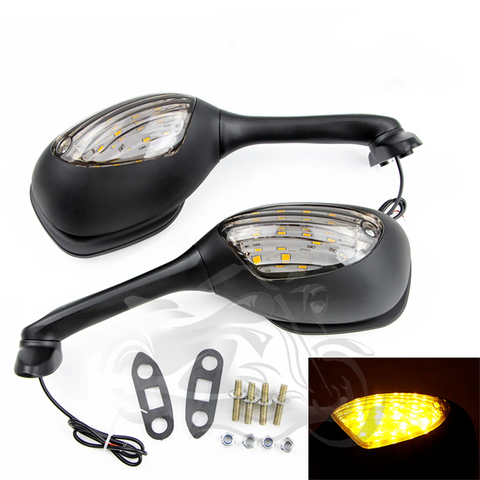 Fit for GSXR600 GSX-R750 2006 - 2021 2019 Upgrade LED Rear View Side Mirrors GSXR 1000  2005 - 2016 GSXR 600 750 GSXR1000 2011