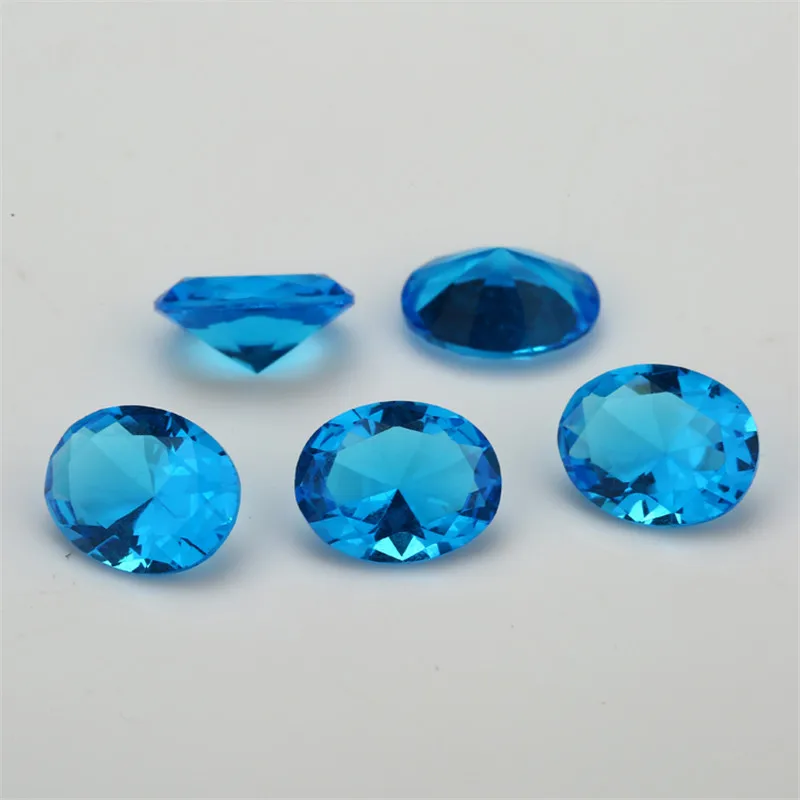 Size 2x3~13x18mm Oval Shape Glass Stone White Green Sea Blue Red Synthetic Gemstone Beads