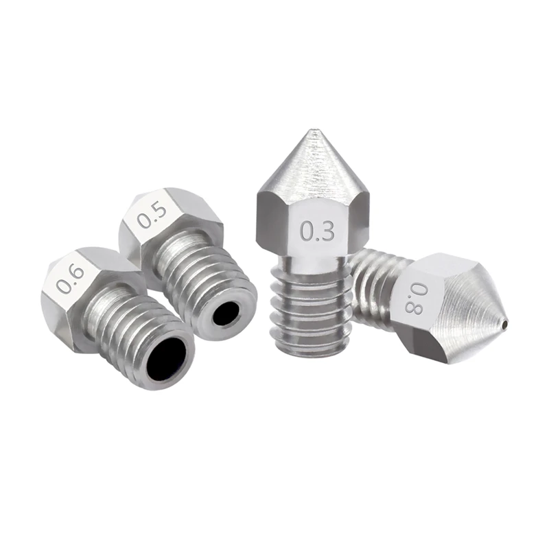 50pcs 3D printer parts MK8 stainless steel extrusion head M6 nozzle 0.2mm - 0.8mm print head for 1.75 / 3mm fliament