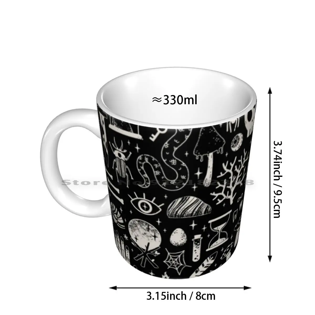 Curiosities : Bone Black Ceramic Mugs Coffee Cups Milk Tea Mug Cabinet Of Curiosities Wunderkammer Witch Witchy Spooky