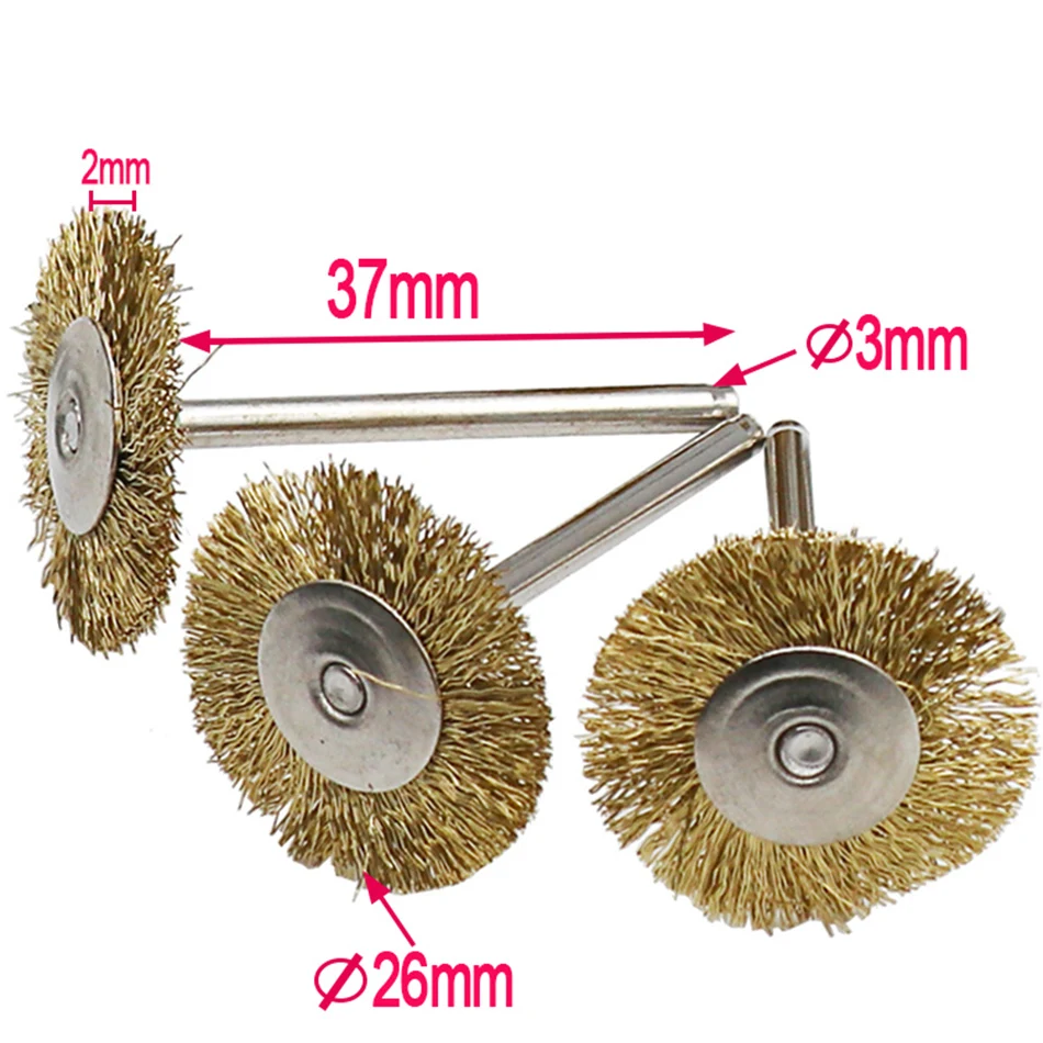 Brass Wire Brush Fits For Dremel Rotary Tool Accessory 1/8" (3mm) Shank 9pcs/set 3pcs
