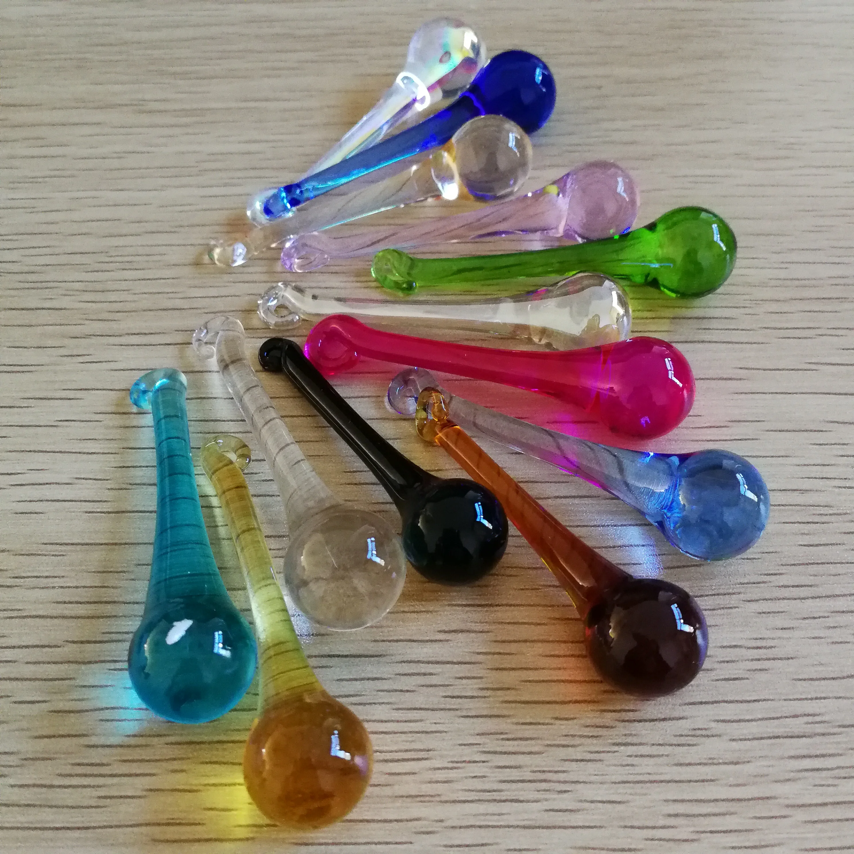 10pcs Multicolor Raindrops Crystal Chandelier Parts 20*80mm Lamp Glass Hanging Pendants Beads Curtain Accessories