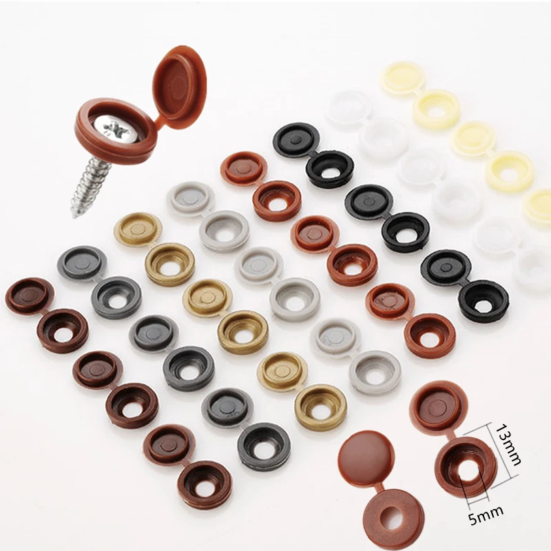 60Pcs Plastic Screw Cap Cover Fold Hinged Snap Protective Button For Car Furniture Decorative Nuts Cover Exterior Bolts Hardwar