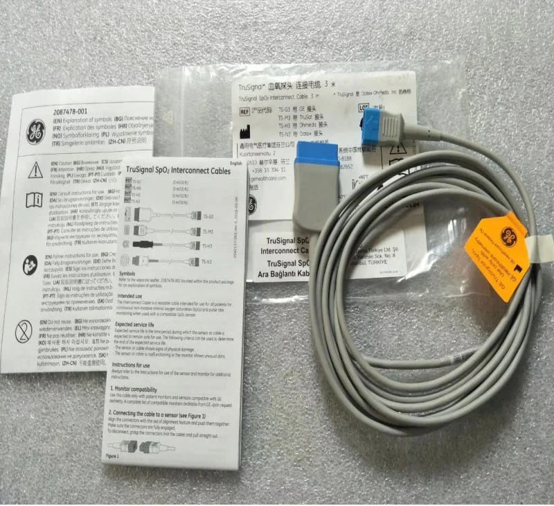 GE Original Datex-Ohmeda TruSignal SpO2 Interconnect Cable, 3m REF: TS-G3