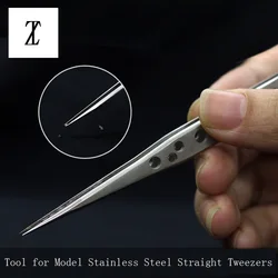 Model Making Tools Military Model Stainless Steel Antistatic Tweezers Straight Head Non-slip Tweezer