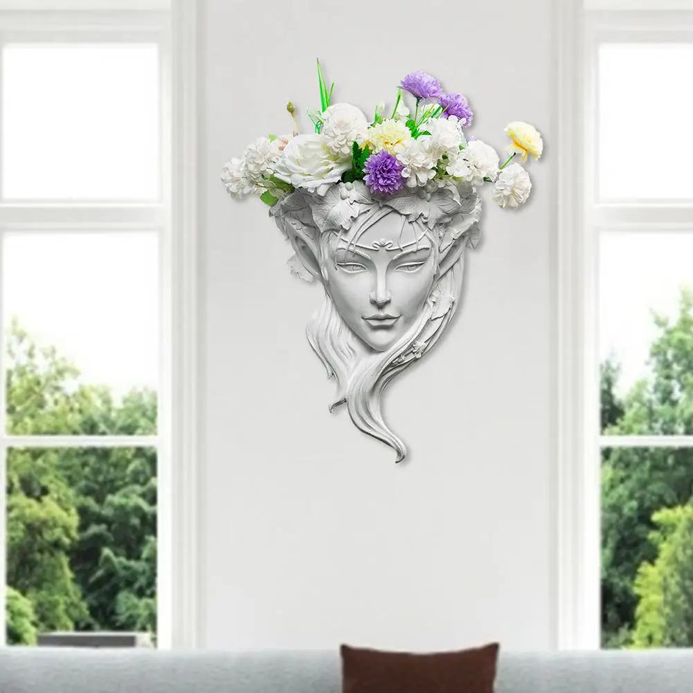 Athena Portrait Flower Pot Wall Hanging Art Planter Angel Avatar Statue Figurines Wall Mounted Flowerpot Indoor Outdoor Decors