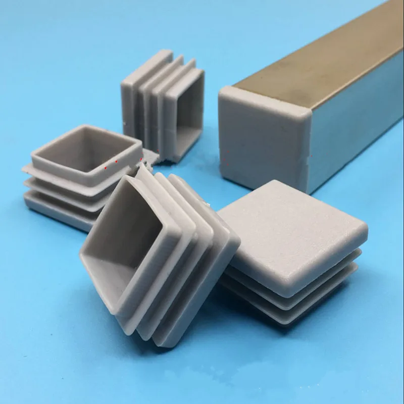 10pcs Gray inner plug Dust cover Plastic square tube Pipe Blanking End Cap Bung For Furniture chair table Steel Leg Protector