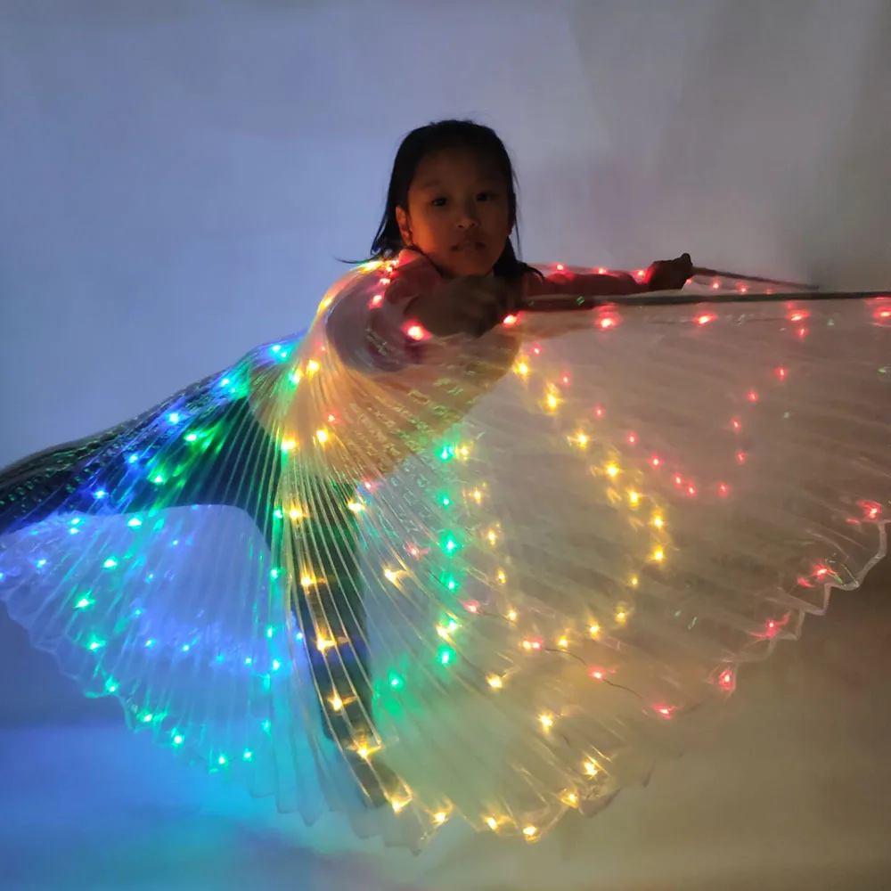 Ruoru LED Angel Wings Girls Belly Dance Costumes Kid Child Isis Wings LED Props Shining Light Party Dress Butterfly Dancewear