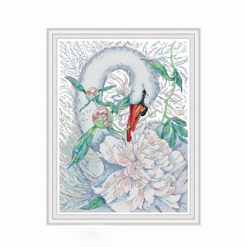 Joy Sunday Cross Stitch Kit White Swan Animal Patterns 14CT 11CT Counted Cross Stitch Kit Handmade DIY Embroidery Needlework Set