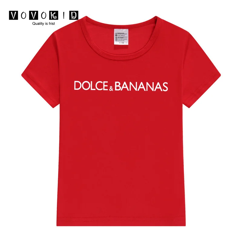 Dolce Bananas Sweet Girls Little Funny Streetwear T-shirt Boy Chlidren Summer Top Baby Cartoon Shirt,Drop Ship