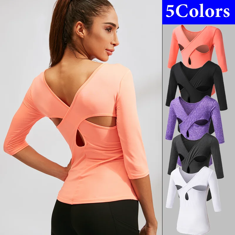 Quality Sexy Summer Women's Yoga Tops Sports Top Fitness Sport T-Shirt Breathable T-shirt for Women Casual Blouse Shirt Tops