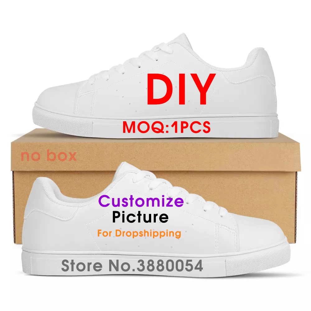 White Casual Men Canvas Shoes Custom Image Four Season Sneakers Male Teenager College Footwear DIY Wholesale Free Drop Shipping