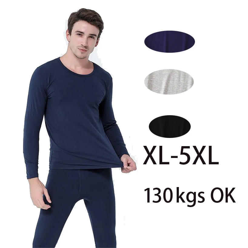 Men's modal V-neck plus size thin autumn winter large size spring and autumn top and pants long Johns thermal underwear set