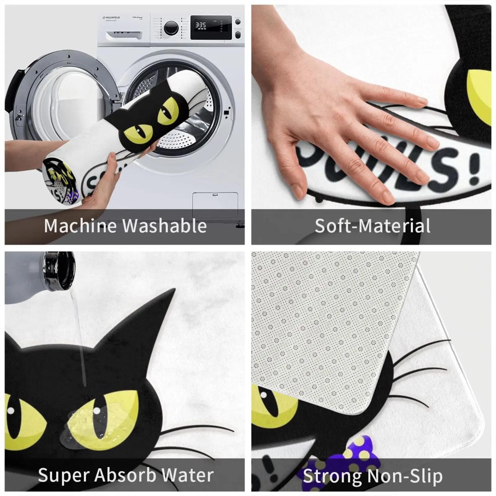 القط حصلت على روحك السجاد حصيرة البساط وسادة لينة عدم الانزلاق القط مضحك القط الجمجمة عظمتين المتقاطعتين هالوين القط عاشق عيد ميلاد Scear #4