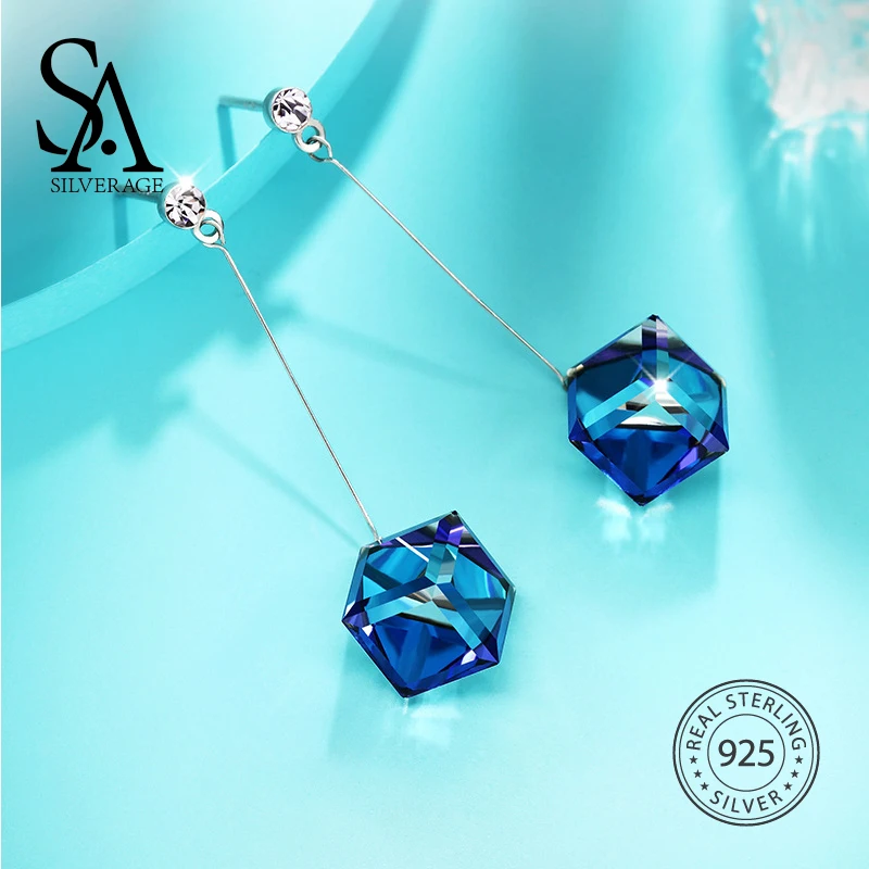 SA SILVERAGE 2020 New Arrivals 925 Sterling Silver Drop Earrings for Women Fine Jewelry Natural Australian Crystal Earring