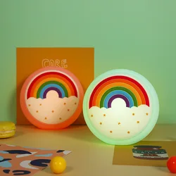 Silicone Night Lights USB Rechargeable Rainbow Donuts Cartoon Pat Color Induction Atmosphere Lamp Bedroom Decor for Baby Gift