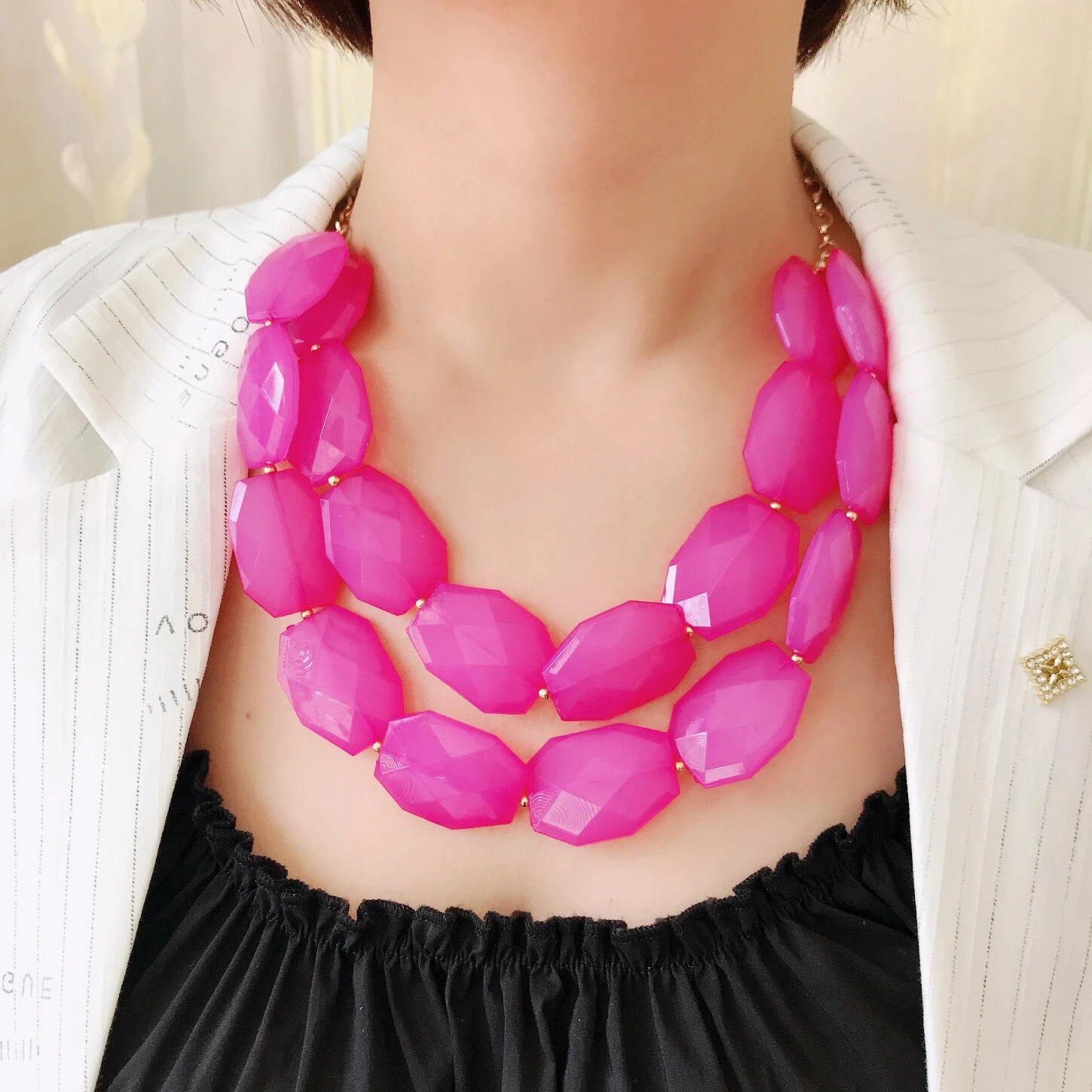 10 Colors Necklace, Two Layered Irregular Acrylic Beads Collar Jewelry Pendant Accessories