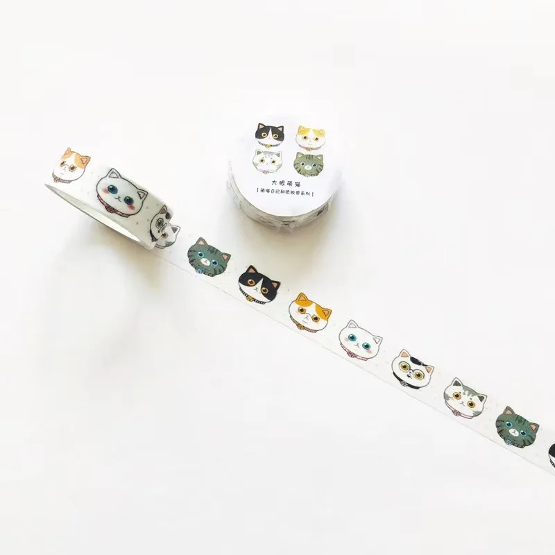 10PCS/lot 15MM*5M Cute Kawaii Adorable Cat Adhesive Paper Washi Tape Masking Tape DIY Scrapbooking Stick Label