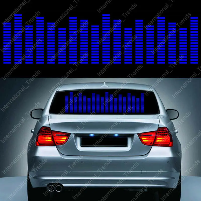 Blue Sound Activated Car Music Rhythm Audio LED Flash Light Sticker Sensor Sound Equalizer Rear Windshield Sticker