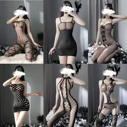 Sexy lingerie 7 Types Teddies Bodysuit Erotic lingerie open crotch Stretch mesh body stockings porn underwear costumes