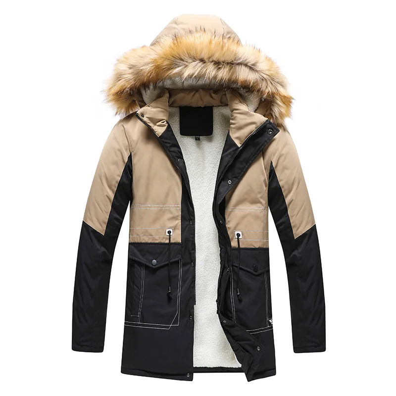 2021 Winter Coat Thicken Jacket Men Hooded Warm Lengthen Parka With Fur Hat Top Quality Casual Fleece Linner Overcoat Parkas Men