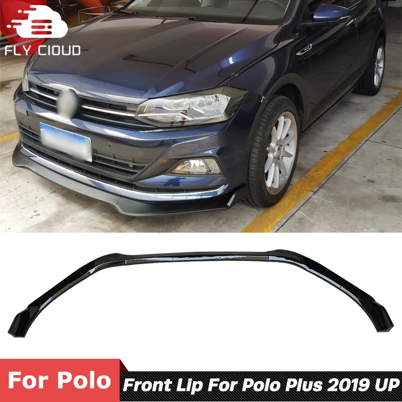 3 PCS Splitters ABS Material Carbon Black Car Trim Front Shovel Chin Bumper Lip For Volkswagen Polo Plus 2019