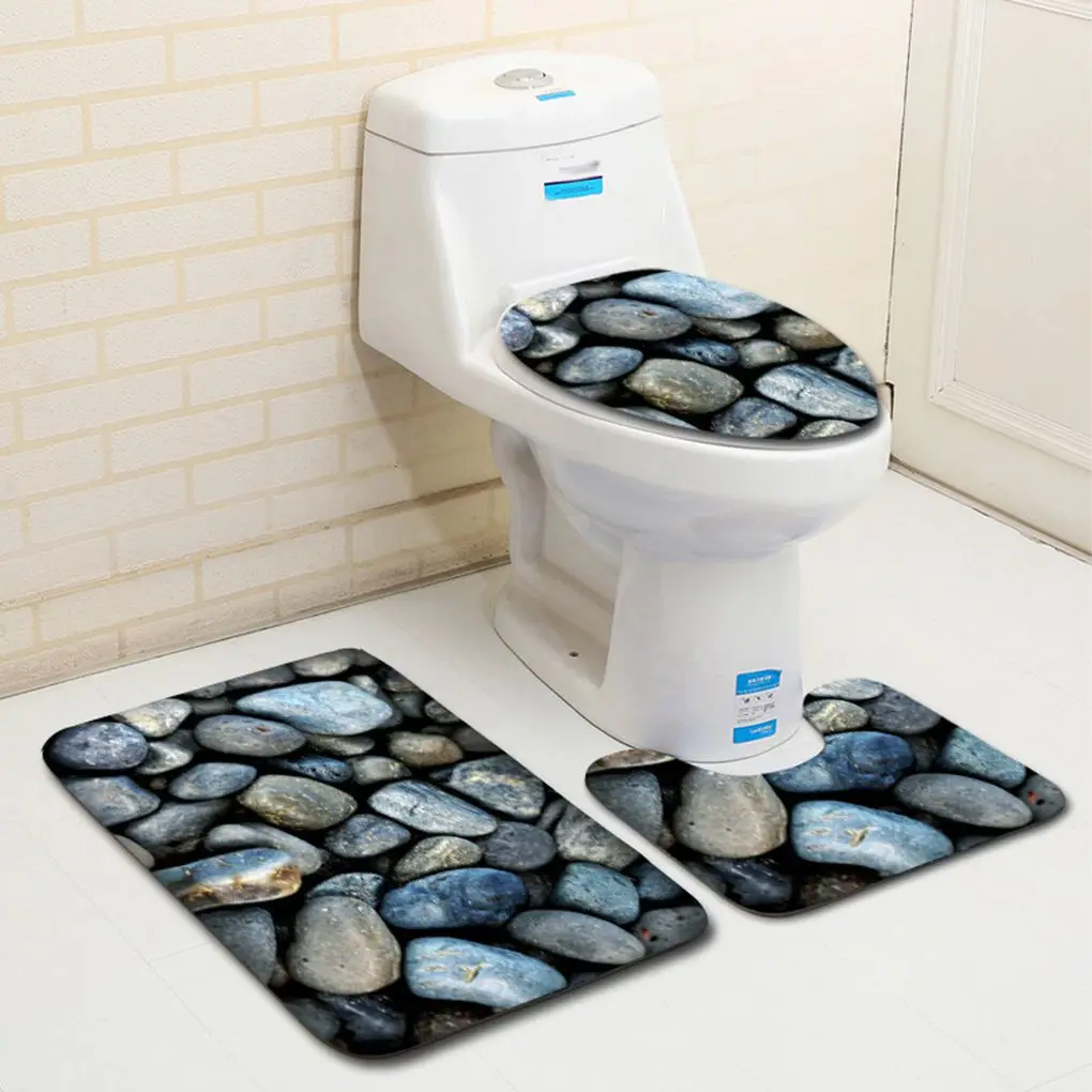 Anti Slip Bath Mats Bathroom Carpet Bathroom 3D Stone Printing Non-Slip Bath Rug Doormats Toilet Rug Bathroom Products