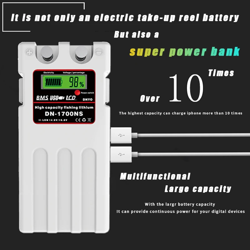 12V Lithium Battery Large Capacity for Deep Sea Electric Fishing Reels Boat Power with Bag Straps and 1A Charger