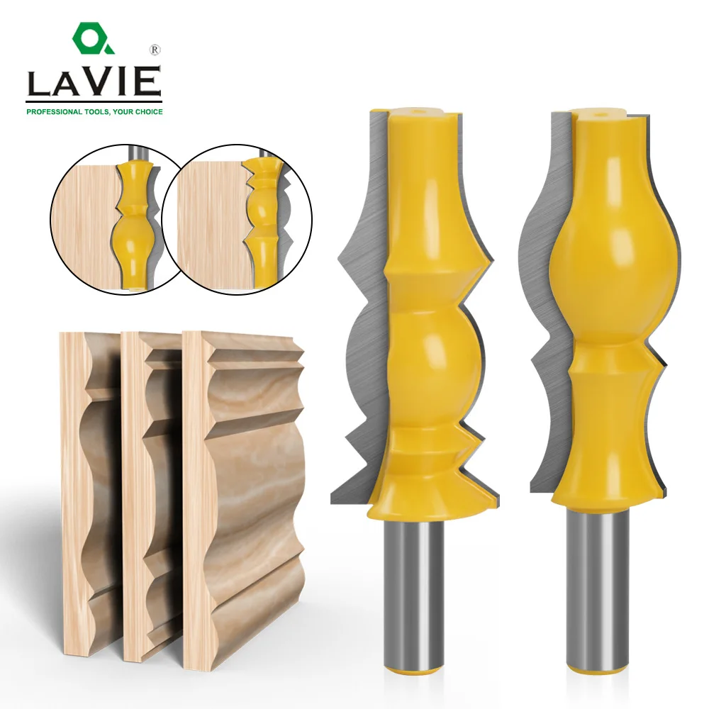 

2pcs 12mm 1/2" Large Reversible Crown Molding Router Bit Set Armrest Line Groove Milling Cutters for Wood Working