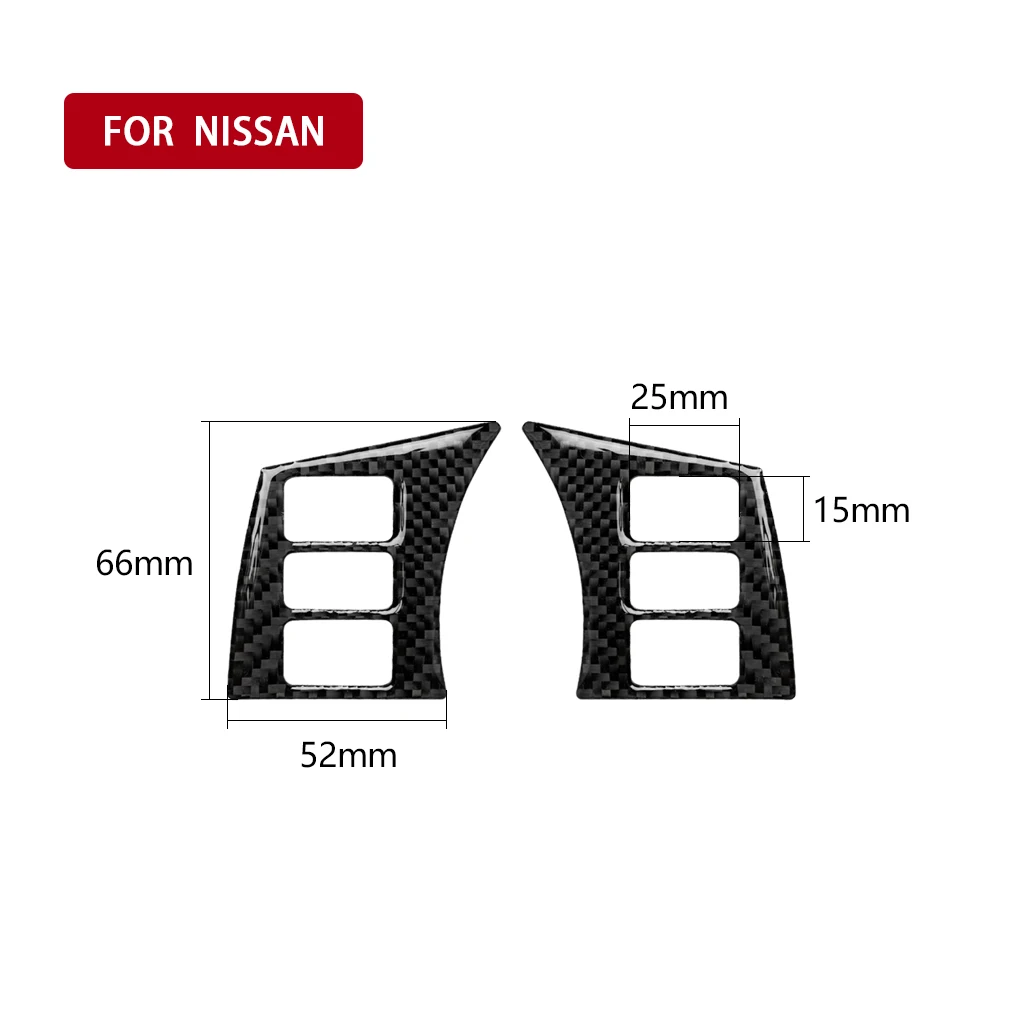 1pair Carbon Fiber Inner Steering Wheel Button Trim Cover For Nissan 350Z Z33 2006-2009 Resistant To Discoloration