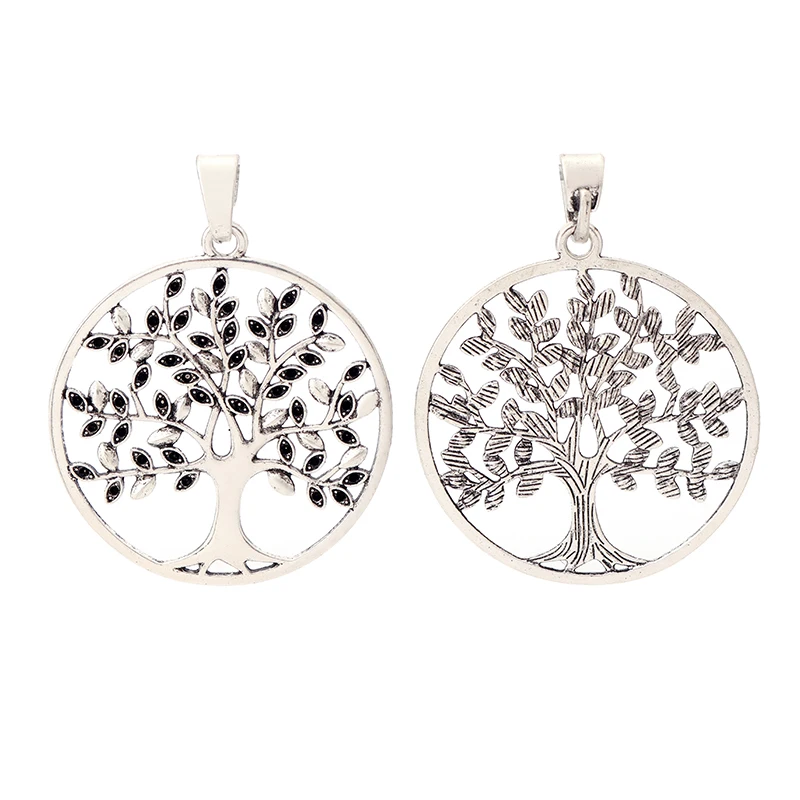 3 x Tibetan Silver Large Hollow Open Round Tree Charms Pendants For Necklaces Jewelry Making Findings 75x59mm