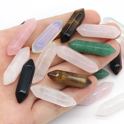 Natural Home Decoration Opal Rose Quartz Double-headed Pointed Hexagonal Cone Reiki Healing Crystal Obsidian Wand Ornaments 5PCs