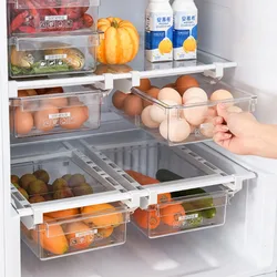 Fridge Organizer Storage Rack Fridge Freezer Shelf Pull-out Refrigerator Storage Box Food Preservation Partition Container