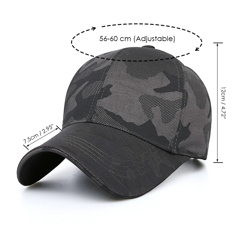 Camouflage Baseball Cap for Men Breathable Comfortable Adjustable Casual Sports Hat Tacitcal Outdoor Caps Sports Accessories