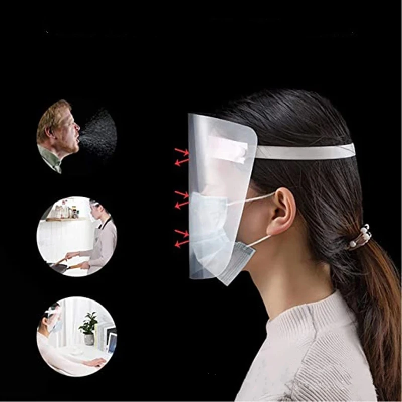 Protective Transparent Safety Face Shields Kitchen Anti-Oil Onion Splash Full Mask Face Protection Screen Reusable Cooking Tools