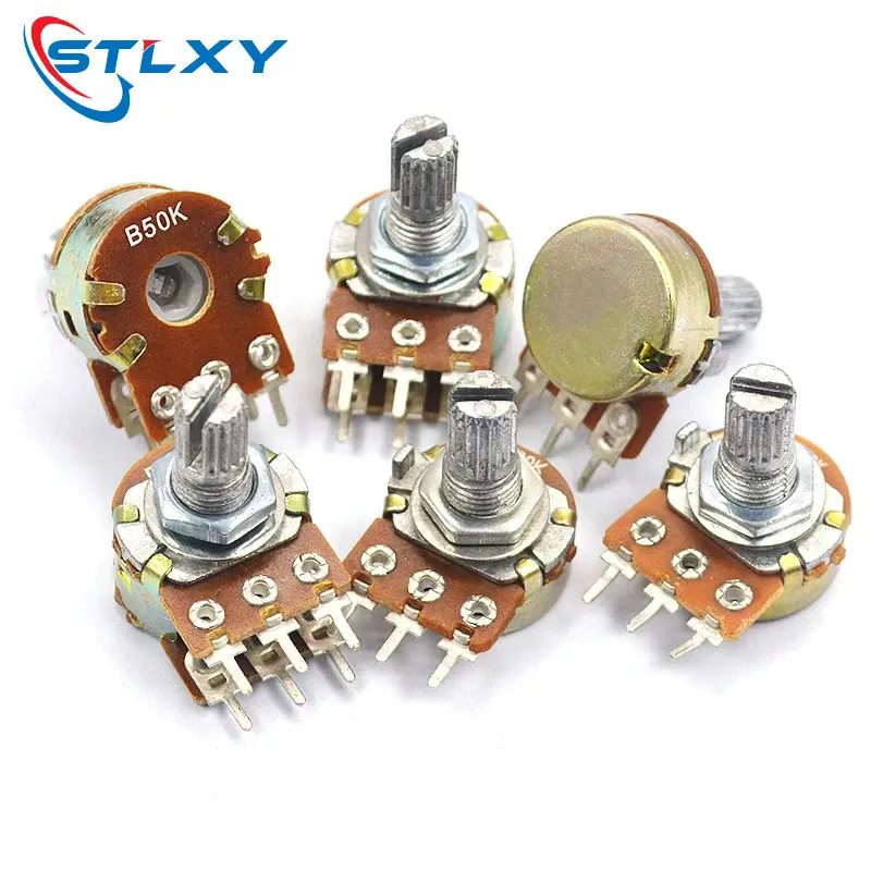 5PCS WH148 Potentiometer with switch 3/6Pin 15MM/20MM Shaft Amplifier Dual Stereo Potentiometer 1K 2K 5K 10K 50K 100K 500K