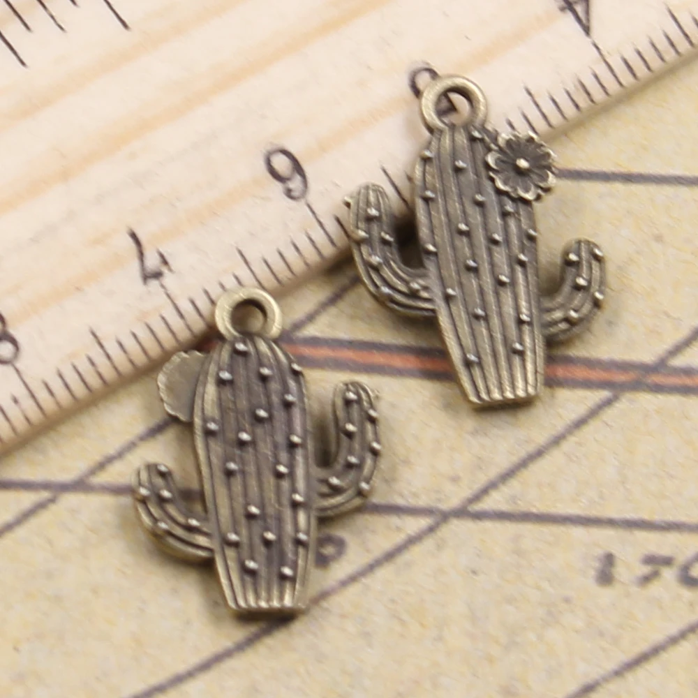 20pcs Charms Desert Cactus Flower 20x15mm Tibetan Bronze Silver Color Pendants Antique Jewelry Making DIY Handmade Craft