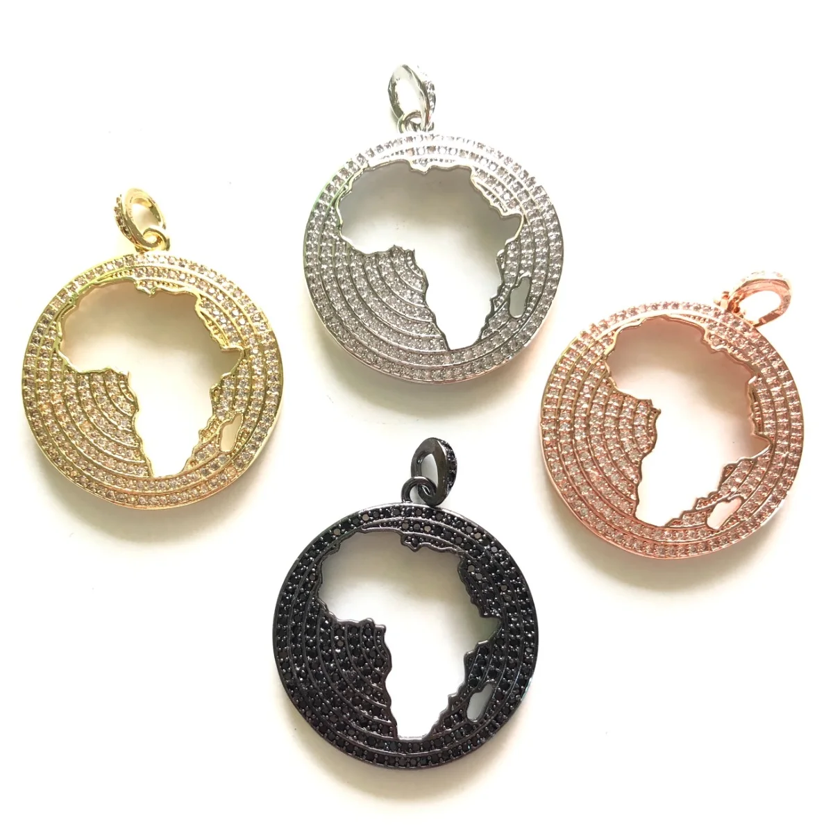 5pcs Africa Map Charm for Women Bracelet Necklace Making Gold-Plate Bling Pendant for BLM Juneteenth Awareness Jewelry Accessory