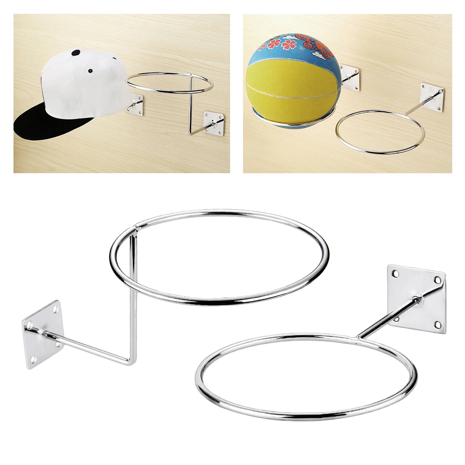 

Multifunction Anti-Rust Placement Wall Mount Ball Holder Football Basketball Display Hat Rack Storage Organizer House Decoration