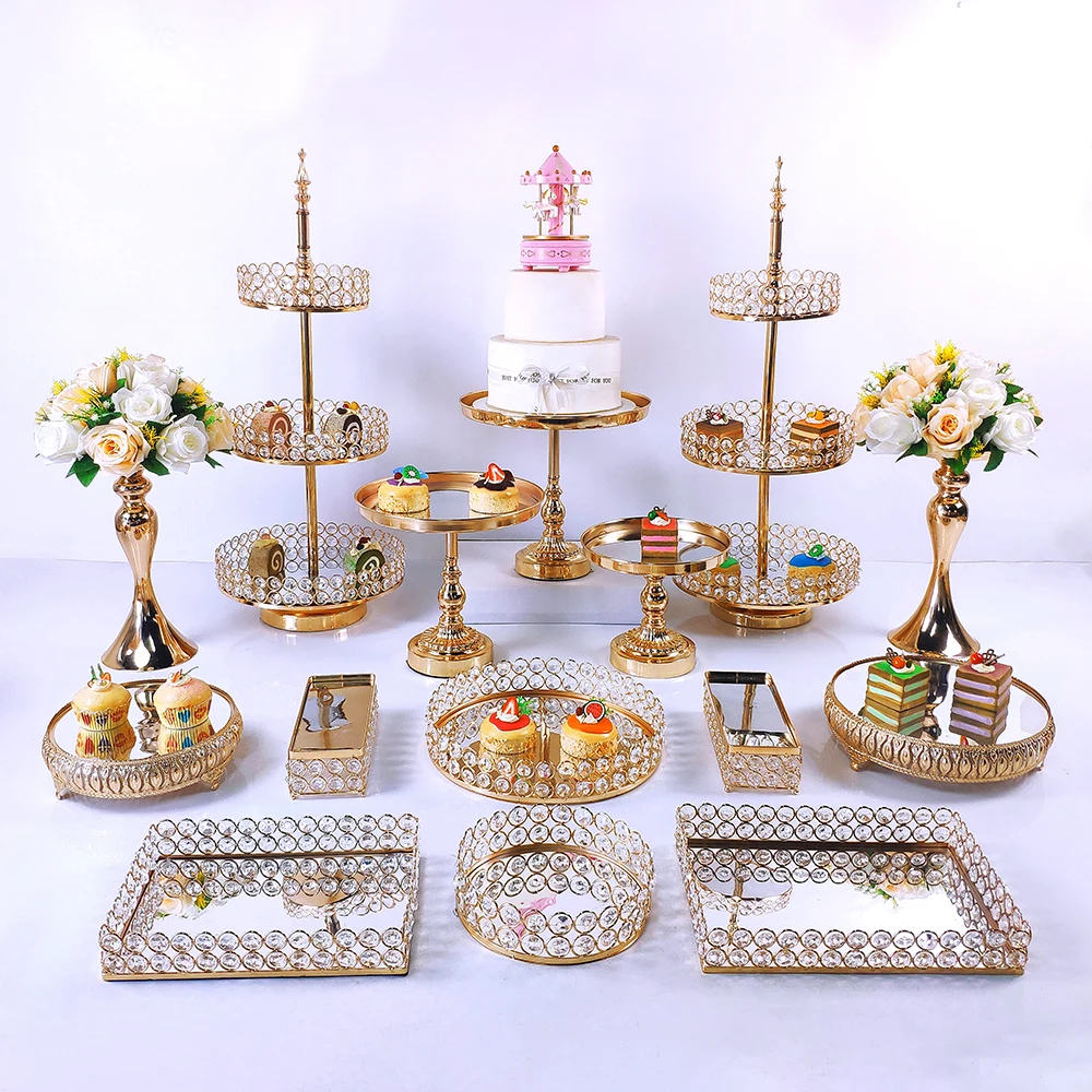 

16pcs Cake Stand Set Wrought Iron Exquisite Cupcake Rack Base Dessert Wedding Party Table Candy Bar Table Decor