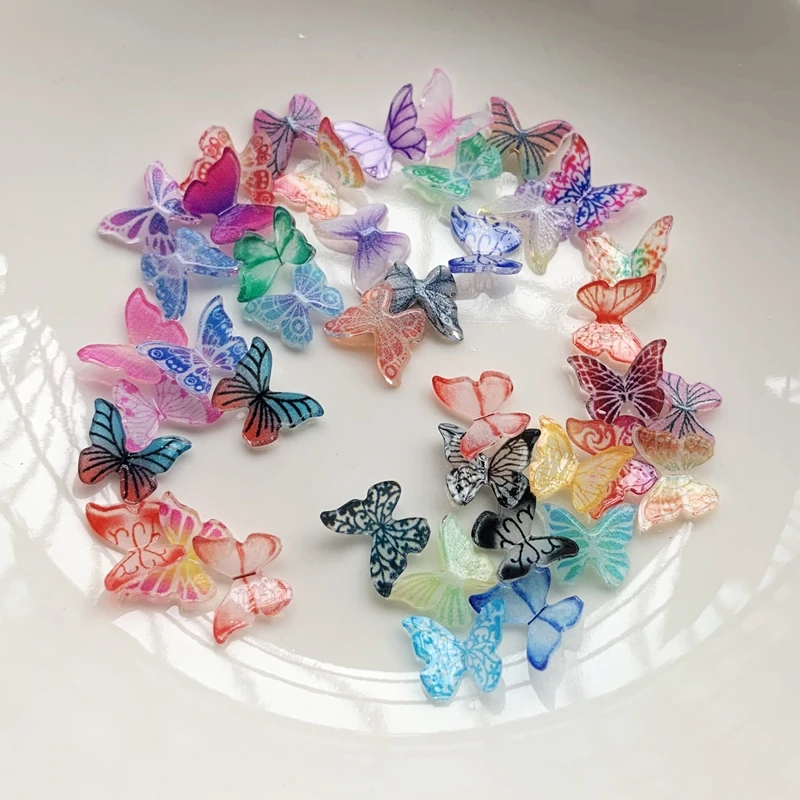 Mixed colors 3D butterfly DIY decorative accessories nail rhinestones crystal butterfly nail art decorations 30pcs/lot