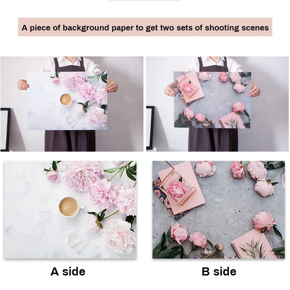 57X42cm 2sides PVC Photography Backdrops Waterproof Geometry Foam Marble Flower Background For Food Jewelry Mini Items Photo