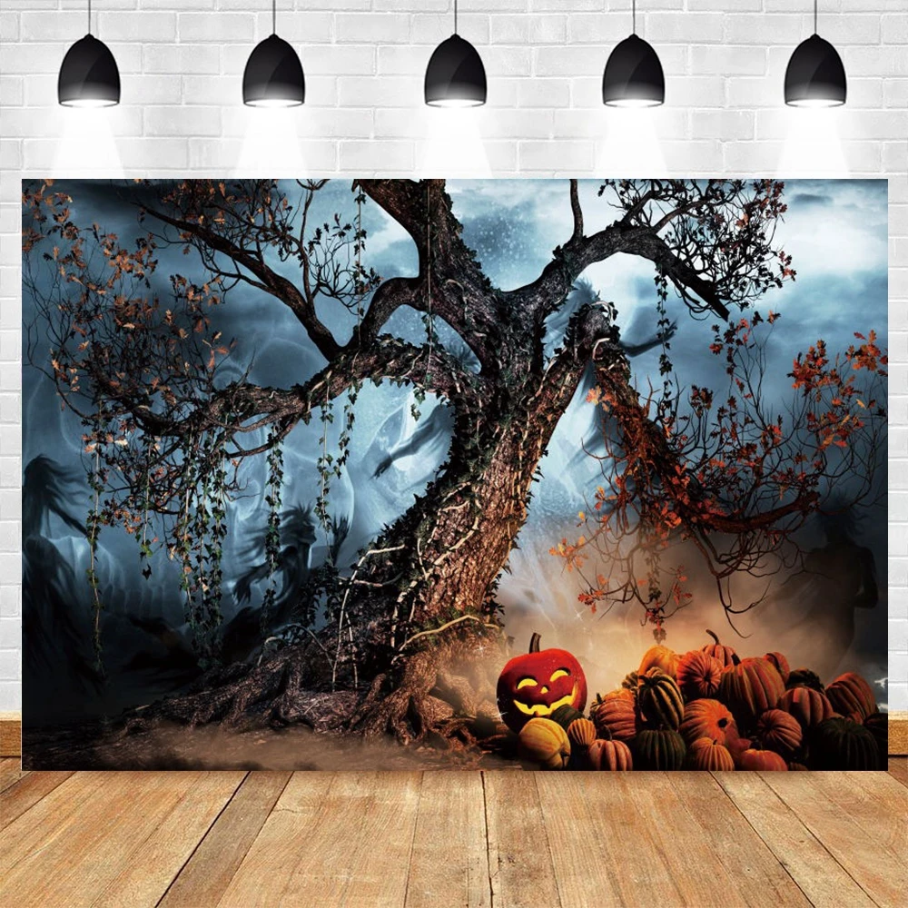 Yeele Halloween Background Night Dead Tree Forest Pumpkin Lantern Backdrop Cosplay Party Photography Photo Studio Photophone